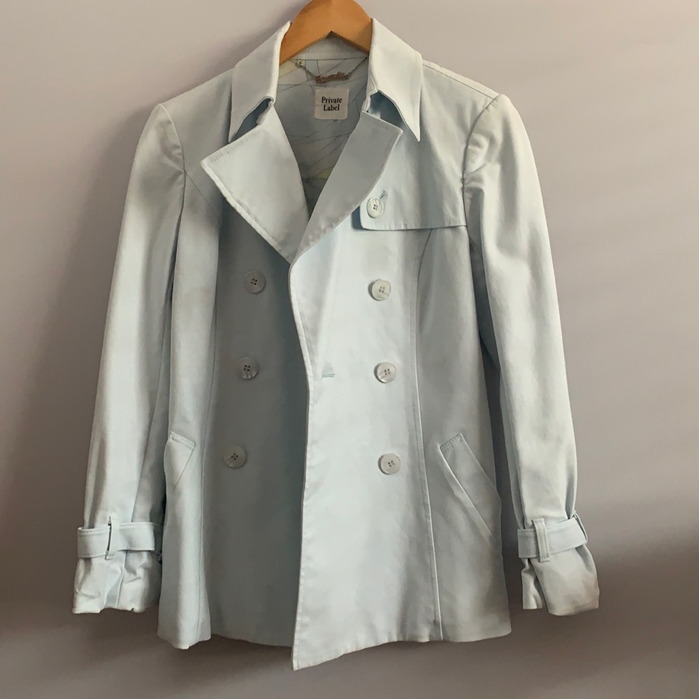 Private label trench coat pale blue